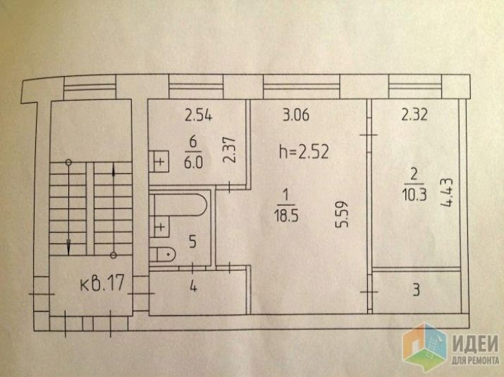 Размеры хрущевки 2 комнаты план